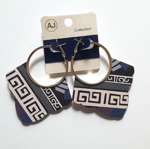 AJ Collection Hoop Wooden Earrings